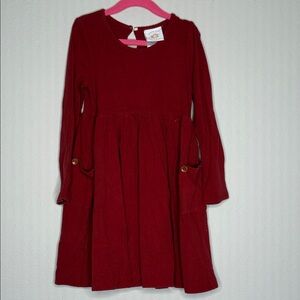 Chic Burgundy Kids Dress with Pockets
